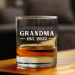 Grandma Est 2022 - New Grandmother Whiskey Rocks Glass Gift for First Time Grandparents - Bold 10.25 Oz Glasses