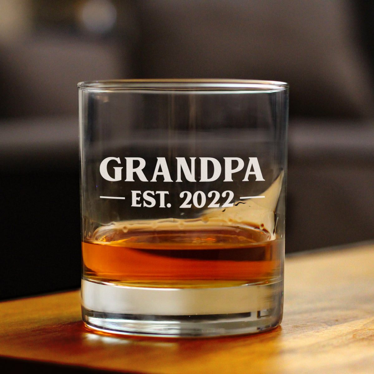 Grandpa Est 2022 - New Grandfather Whiskey Rocks Glass Gift for First Time Grandparents - Bold 10.25 Oz Glasses