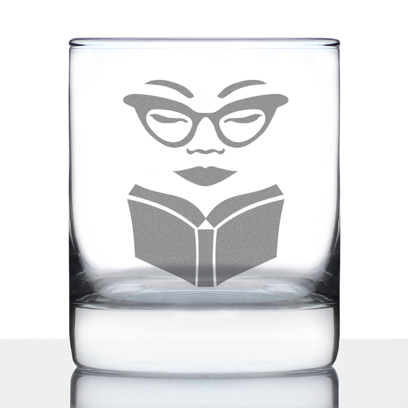 Book Reading Woman - 10 Ounce Rocks Glass