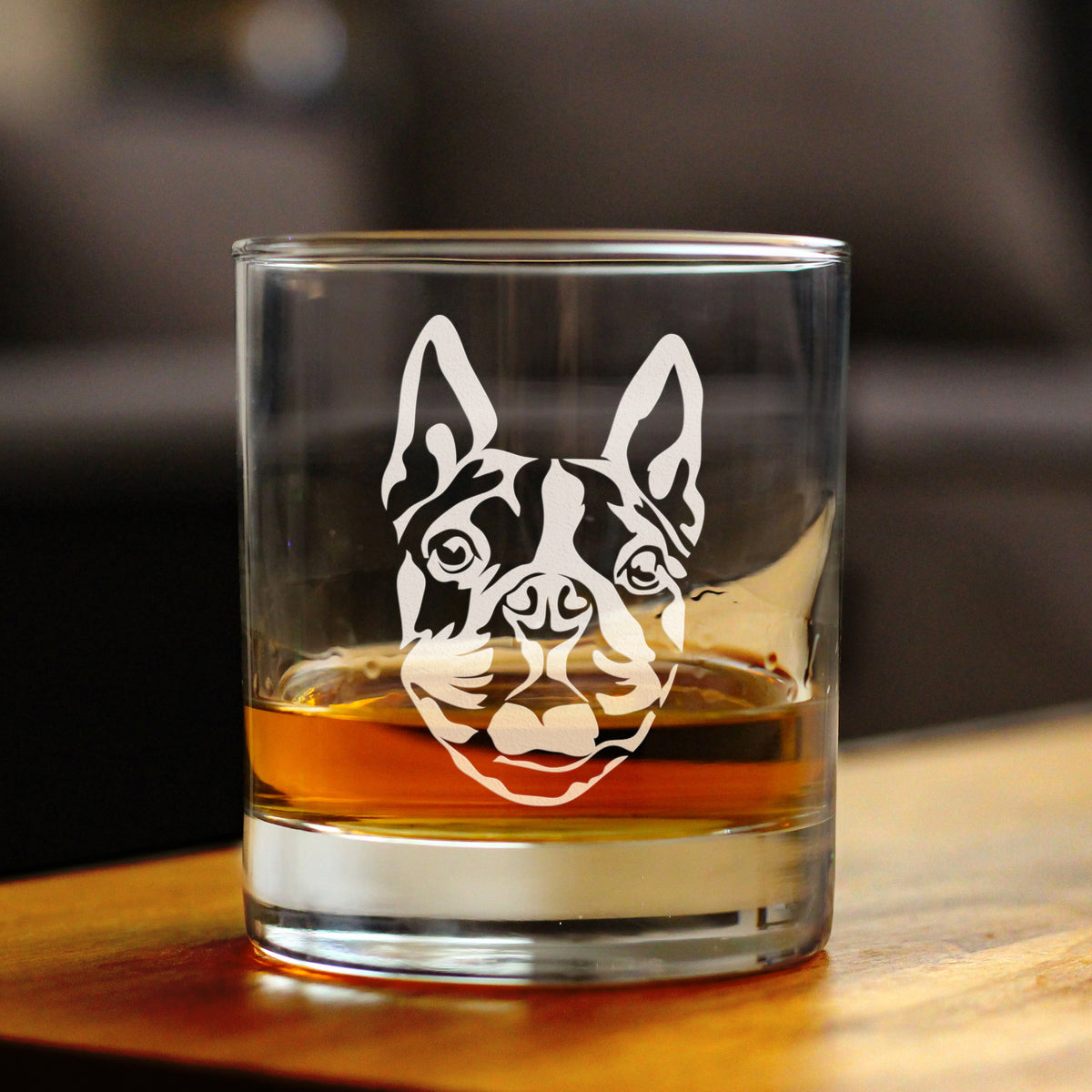 Boston Terrier Face Whiskey Rocks Glass - Unique Dog Themed Decor and Gifts for Moms &amp; Dads of Boston Terriers - 10.25 Oz