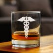 Caduceus Medical Symbol - Whiskey Rocks Glass for Essential Healthcare Workers, Doctors, Nurses, Medical Staff - 10.25 Oz
