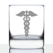 Caduceus Medical Symbol - Whiskey Rocks Glass for Essential Healthcare Workers, Doctors, Nurses, Medical Staff - 10.25 Oz