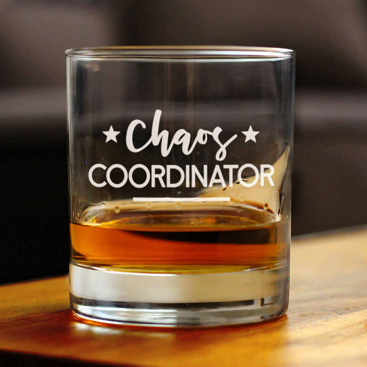 Chaos Coordinator - Whiskey Rocks Glass Gifts - Funny Gifts for Secretaries, Moms, and Teachers - 10.25 Oz Glasses