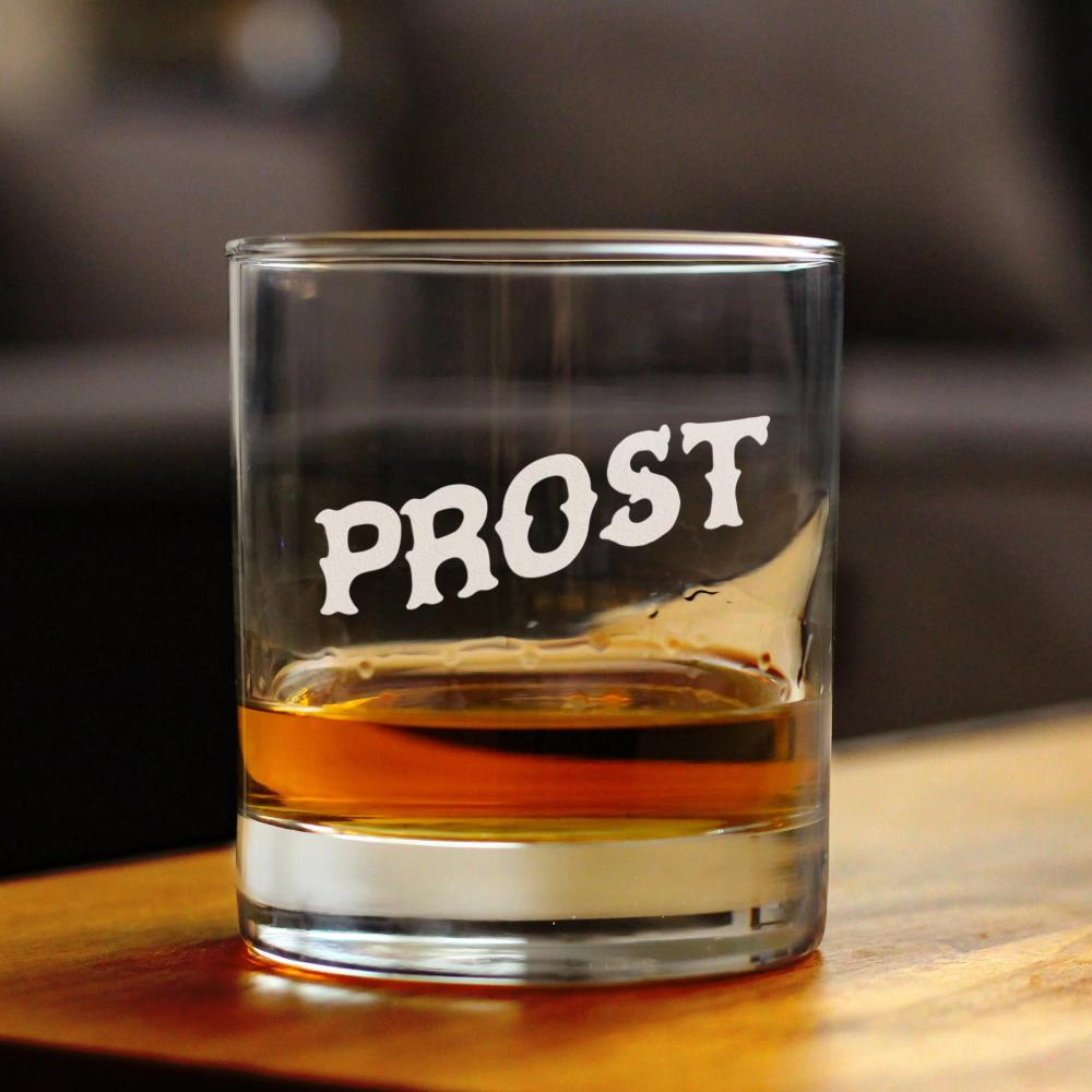 Prost - German Cheers - Whiskey Rocks Glass - Cute German Themed Gifts or Party Decor for Women and Men - 10.25 Oz