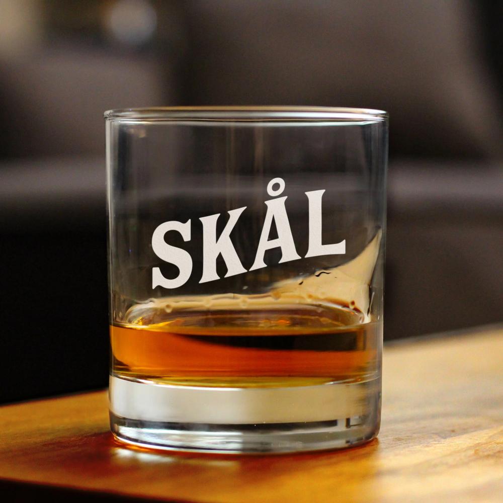 Skal - Norwegian Cheers - Whiskey Rocks Glass - Cute Norway Themed Gifts or Party Decor for Women and Men - 10.25 Oz