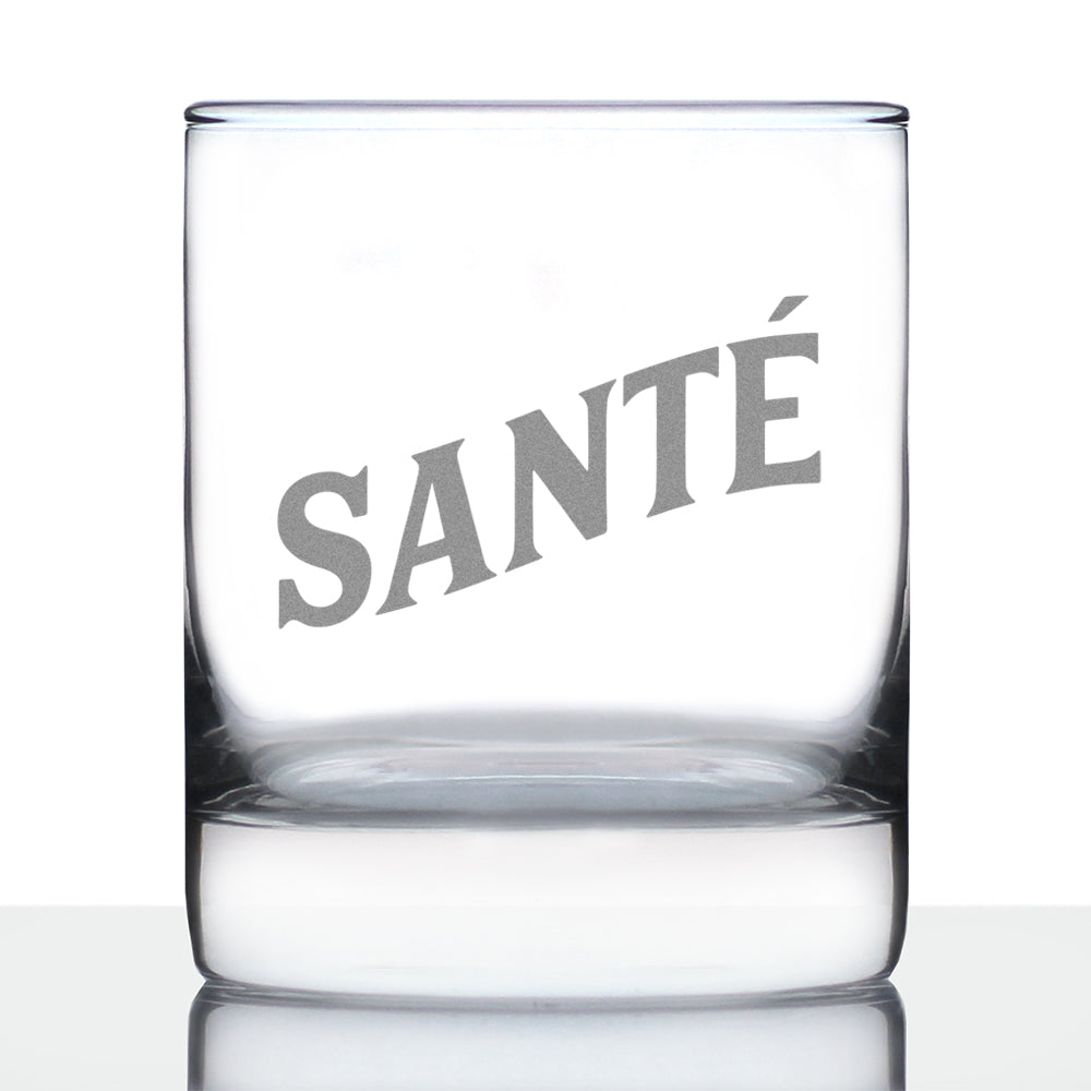 Sante - French Cheers - Whiskey Rocks Glass - Cute France Themed Gifts or Party Decor for Women and Men - 10.25 Oz