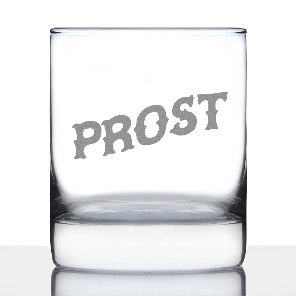 Prost - German Cheers - Whiskey Rocks Glass - Cute German Themed Gifts or Party Decor for Women and Men - 10.25 Oz