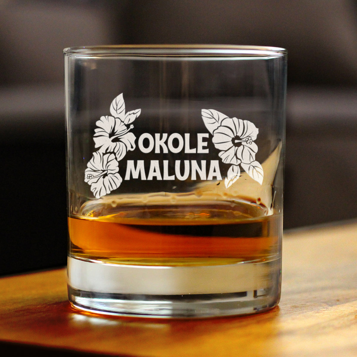 Okole Maluna Engraved 10 Oz Rocks or Old Fashioned Whiskey Glass, Hawaiian Cheers, Unique Party Cup for Men &amp; Women Who Love Hawaii