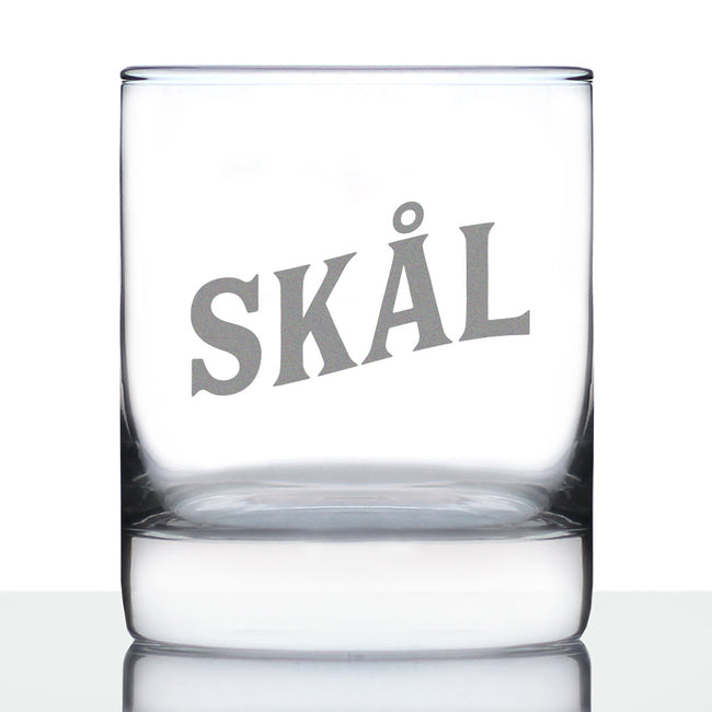 Skal - Norwegian Cheers - Whiskey Rocks Glass - Cute Norway Themed Gifts or Party Decor for Women and Men - 10.25 Oz