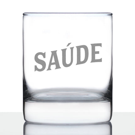 Saude - Portuguese Cheers - Whiskey Rocks Glass - Cute Portugal Themed Gifts or Party Decor for Women and Men - 10.25 Oz