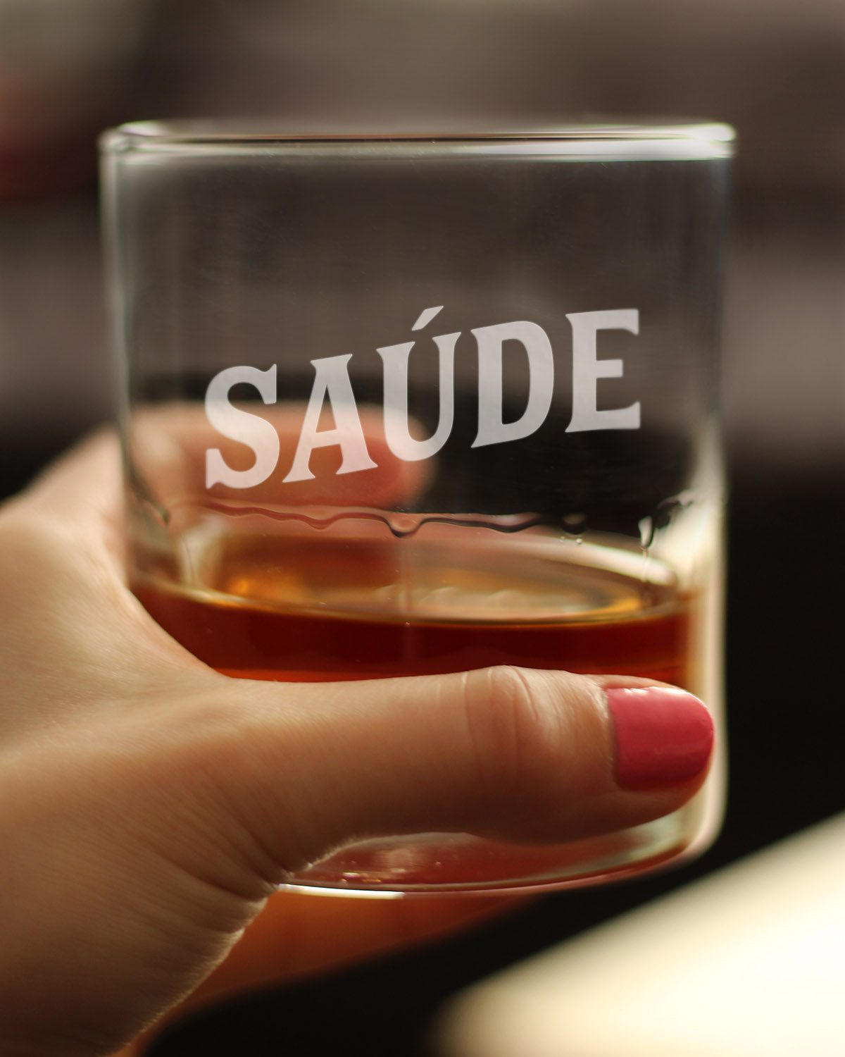 Saude - Portuguese Cheers - Whiskey Rocks Glass - Cute Portugal Themed Gifts or Party Decor for Women and Men - 10.25 Oz