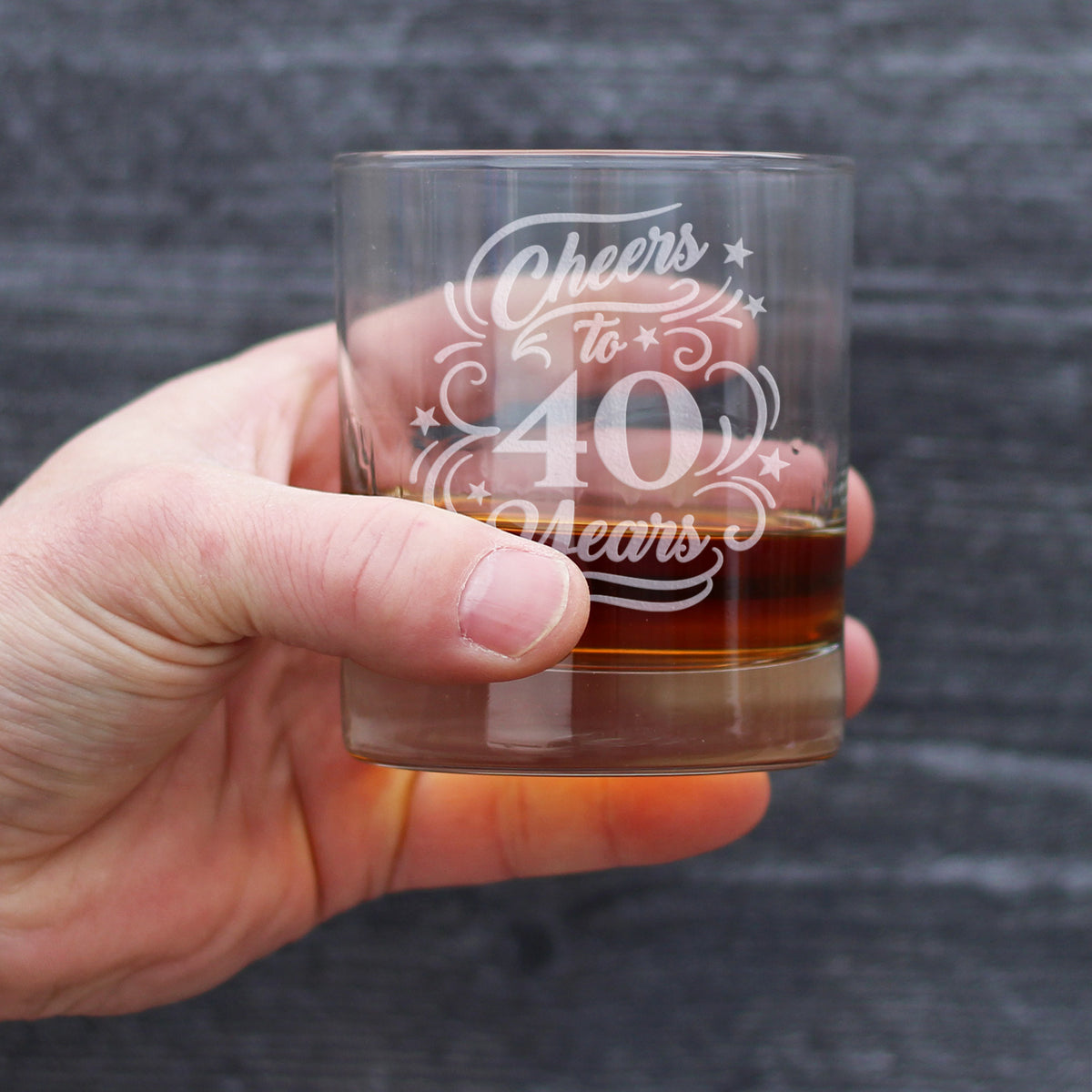 Cheers to 40 Years - Whiskey Rocks Glass Gifts for Women &amp; Men - 40th Anniversary Party Decor - 10.25 Oz Glasses