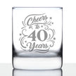 Cheers to 40 Years - Whiskey Rocks Glass Gifts for Women & Men - 40th Anniversary Party Decor - 10.25 Oz Glasses