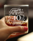 Cheers to 40 Years - Whiskey Rocks Glass Gifts for Women & Men - 40th Anniversary Party Decor - 10.25 Oz Glasses