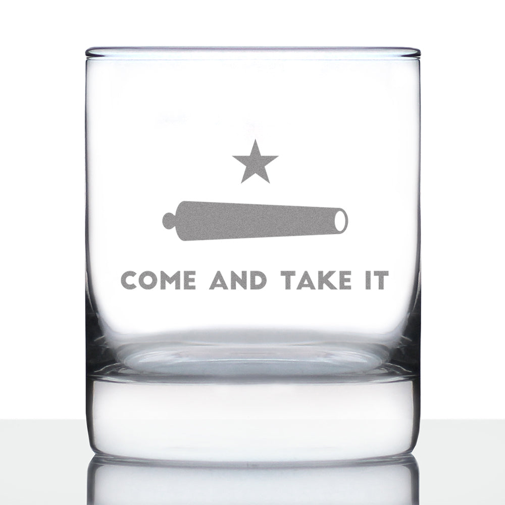 Come and Take It Texas Flag Whiskey Rocks Glass Gift for Men & Women - 10.25 oz Glassware - Barware Decor for Texans