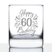 Happy 60th Birthday - Whiskey Rocks Glass Gifts for Men & Women Turning 60 - Fun Retro Bday Whisky Drinking Tumbler
