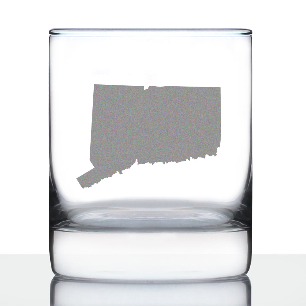 Connecticut State Outline Whiskey Rocks Glass - State Themed Drinking Decor and Gifts for Connecticuters and Nutmegger Women &amp; Men - 10.25 Oz Whisky Tumbler Glasses