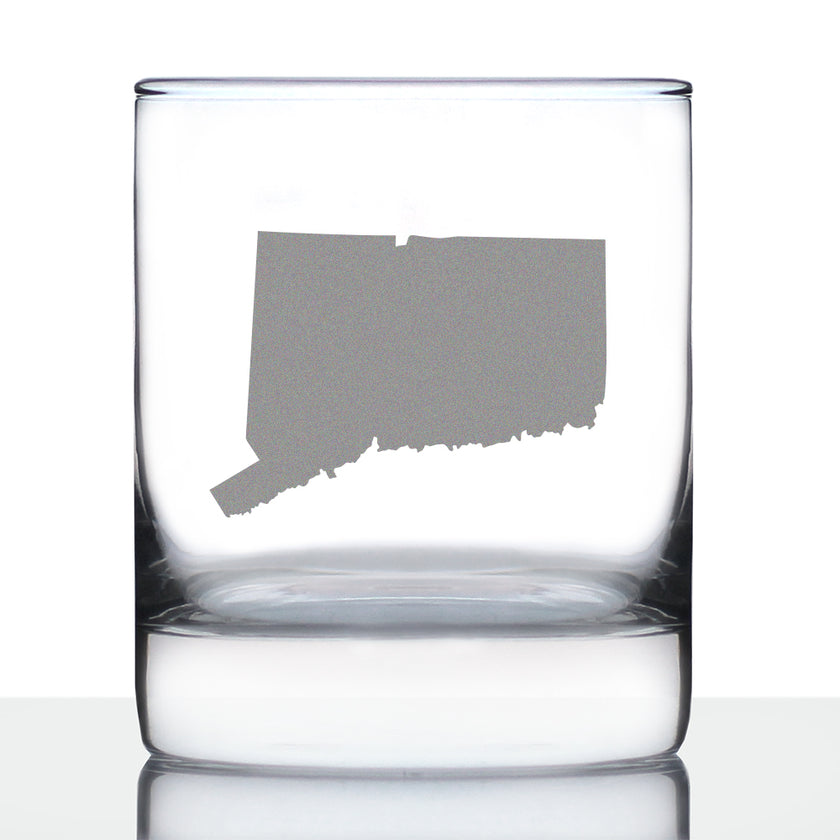 Connecticut State Outline Whiskey Rocks Glass - State Themed Drinking Decor and Gifts for Connecticuters and Nutmegger Women & Men - 10.25 Oz Whisky Tumbler Glasses