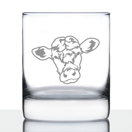 Cow Face Whiskey Rocks Glass - Funny Unique Farm Animal Themed Decor and Gifts for Cow Lovers - 10.25 Oz