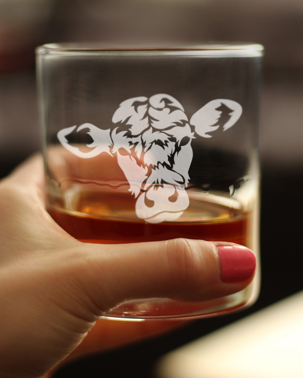 Cow Face Whiskey Rocks Glass - Funny Unique Farm Animal Themed Decor and Gifts for Cow Lovers - 10.25 Oz