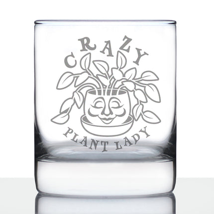 Crazy Plant Lady - Whiskey Rocks Glass - Gardening Themed Gifts and Decor for Gardeners - 10.25 Oz Glass