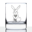 Cute Bunny Rabbit - Whiskey Rocks Glass - Hand Engraved Gifts for Men & Women That Love Bunnies