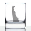Delaware State Outline Whiskey Rocks Glass - State Themed Drinking Decor and Gifts for Delawarean Women & Men - 10.25 Oz Whisky Tumbler Glasses