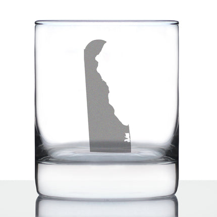 Delaware State Outline Whiskey Rocks Glass - State Themed Drinking Decor and Gifts for Delawarean Women & Men - 10.25 Oz Whisky Tumbler Glasses