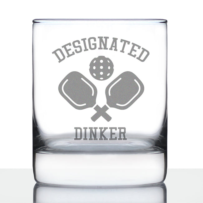 Designated Dinker - Whiskey Rocks Glass - Funny Pickleball Themed Decor and Gifts - 10.25 Oz Glasses