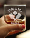 Designated Dinker - Whiskey Rocks Glass - Funny Pickleball Themed Decor and Gifts - 10.25 Oz Glasses