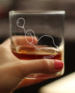 Dinosaur With Birthday Balloon - Whiskey Rocks Glass - Cute Funny Dino Themed Gifts and Decor for Dinosaur Lovers - 10.25 Oz Glass