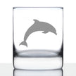 Dolphin Whiskey Rocks Glass - Beach Themed Gifts for Men & Women - Fun Whisky Drinking Tumbler Decor - Engraved 10 oz