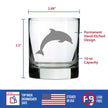 Dolphin Whiskey Rocks Glass - Beach Themed Gifts for Men & Women - Fun Whisky Drinking Tumbler Decor - Engraved 10 oz