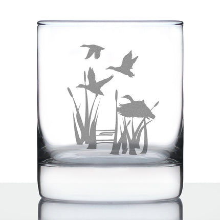 Duck Pond Whiskey Rocks Glass - Cabin Themed Gifts or Rustic Decor for Men and Women - Fun Whisky Drinking Tumbler - 10.25 oz