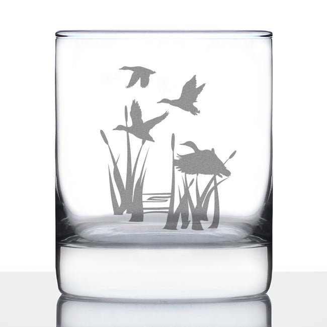 Duck Pond Whiskey Rocks Glass - Cabin Themed Gifts or Rustic Decor for Men and Women - Fun Whisky Drinking Tumbler - 10.25 oz