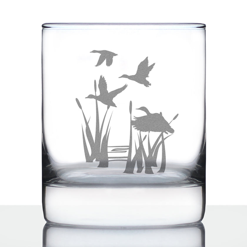 Duck Pond Whiskey Rocks Glass - Cabin Themed Gifts or Rustic Decor for Men and Women - Fun Whisky Drinking Tumbler - 10.25 oz