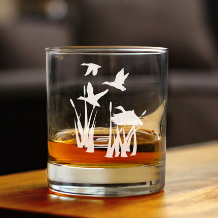 Duck Pond Whiskey Rocks Glass - Cabin Themed Gifts or Rustic Decor for Men and Women - Fun Whisky Drinking Tumbler - 10.25 oz