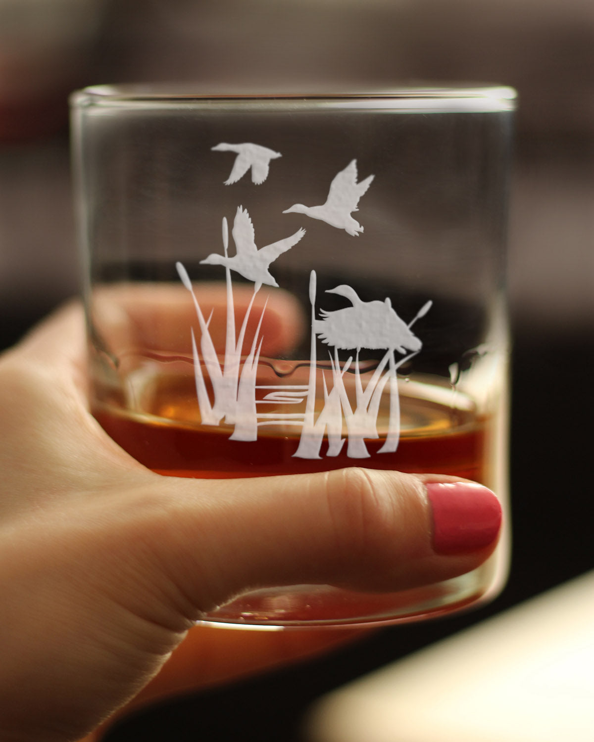 Duck Pond Whiskey Rocks Glass - Cabin Themed Gifts or Rustic Decor for Men and Women - Fun Whisky Drinking Tumbler - 10.25 oz