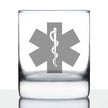 EMT Star of Life Whiskey Rocks Glass - EMS Themed Gifts for Paramedics and EMTS - 10.25 Oz