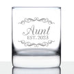Aunt Est. 2023 -  Decorative - 10 Ounce Rocks Glass