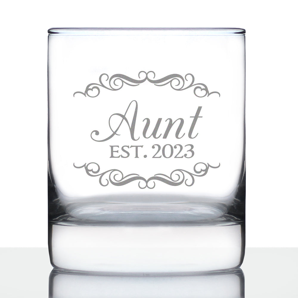 Aunt Est. 2023 -  Decorative - 10 Ounce Rocks Glass
