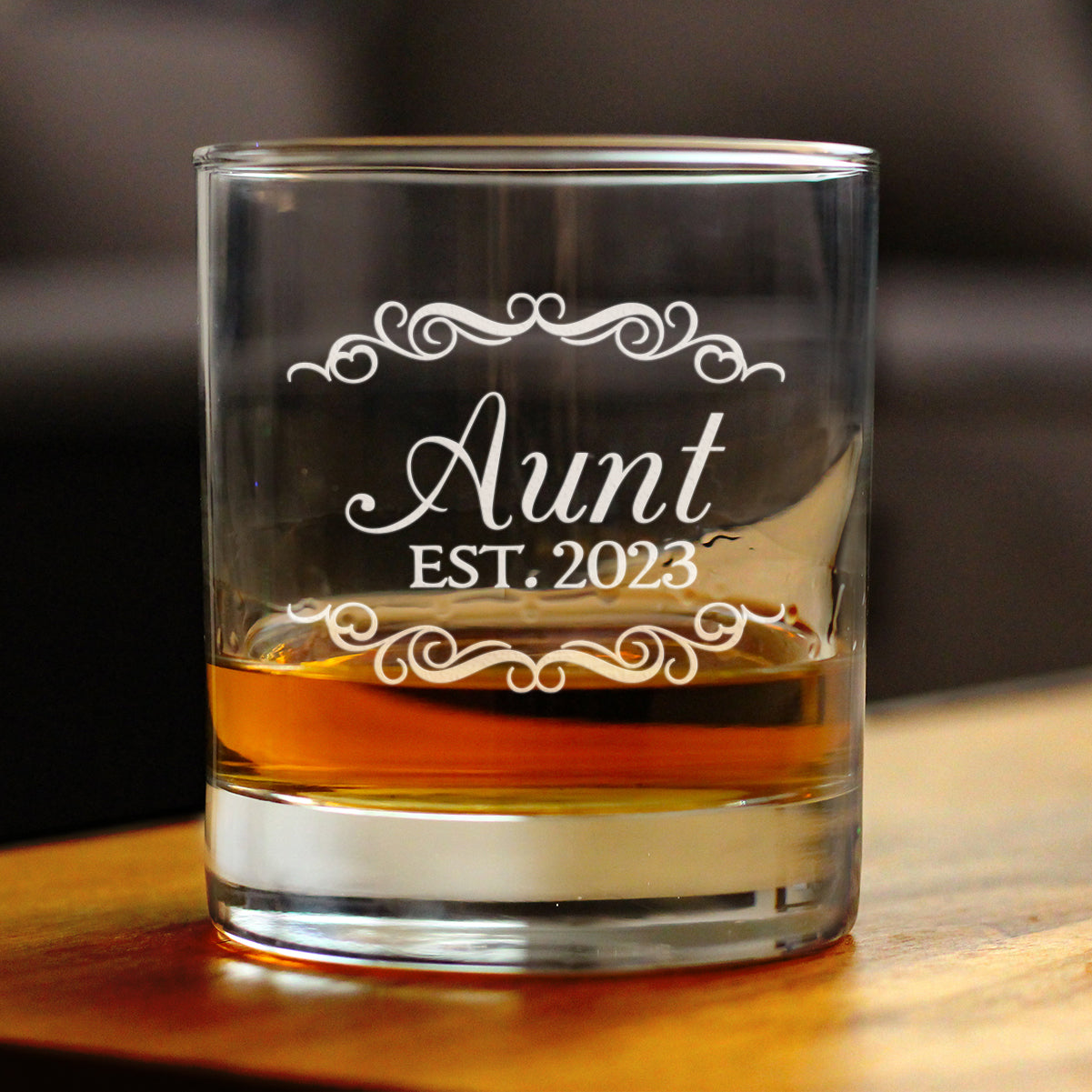 Aunt Est. 2023 -  Decorative - 10 Ounce Rocks Glass