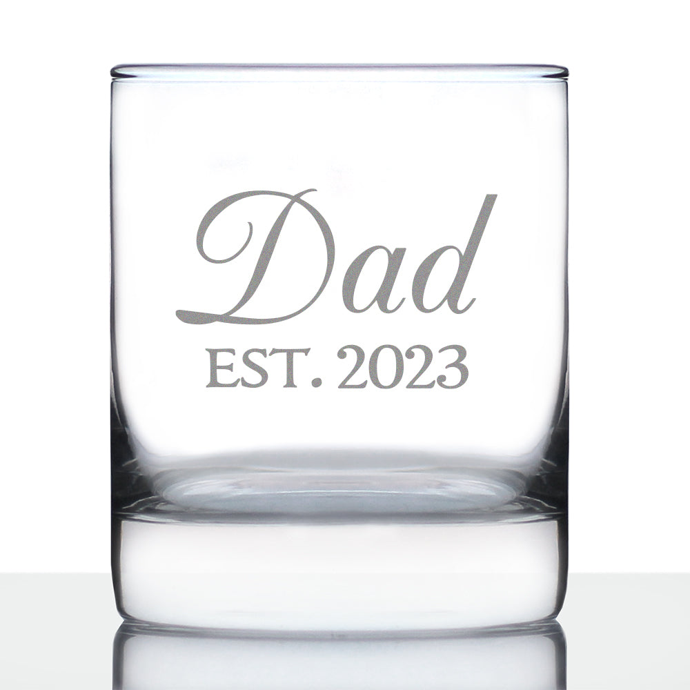 Dad Est. 2023 - Decorative - 10 Ounce Rocks Glass