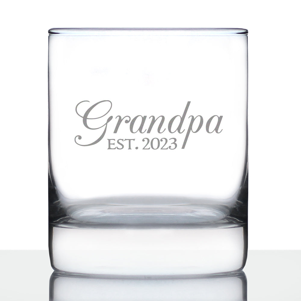 Grandpa Est. 2023 - Decorative - 10 Ounce Rocks Glass