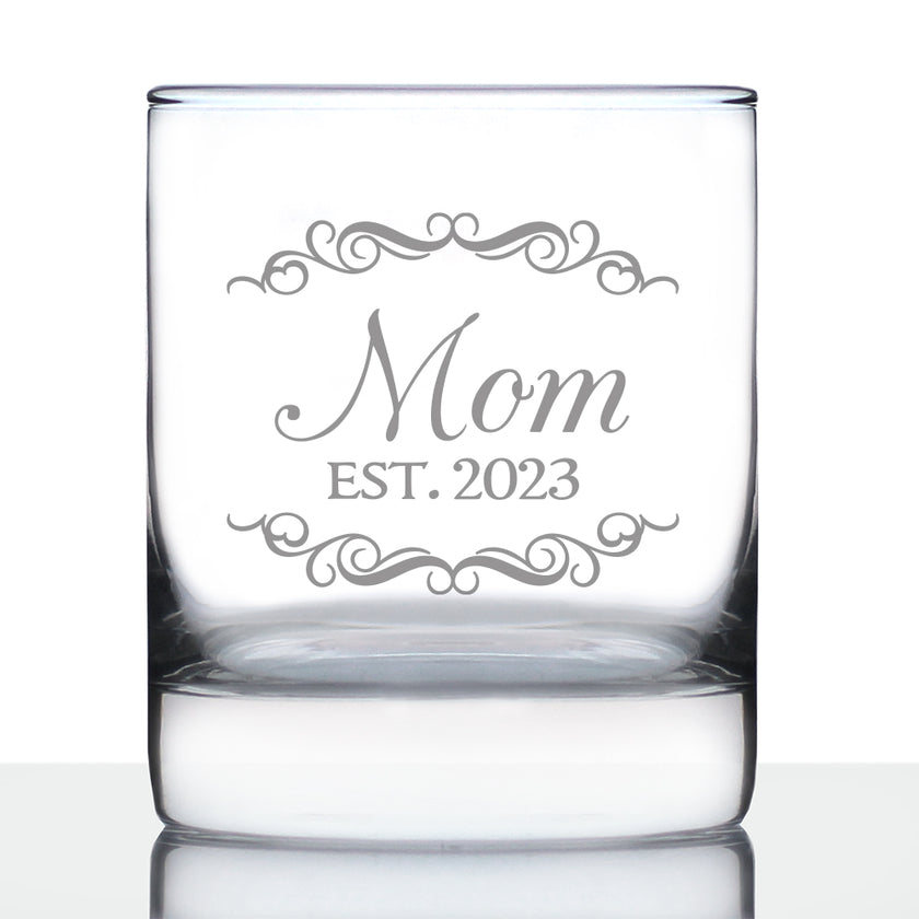 Mom Est. 2023 - Decorative - 10 Ounce Rocks Glass