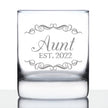 Aunt Est 2022 - New Aunties Whiskey Rocks Glass Gift for First Time Aunts - Decorative 10.25 Oz Glasses