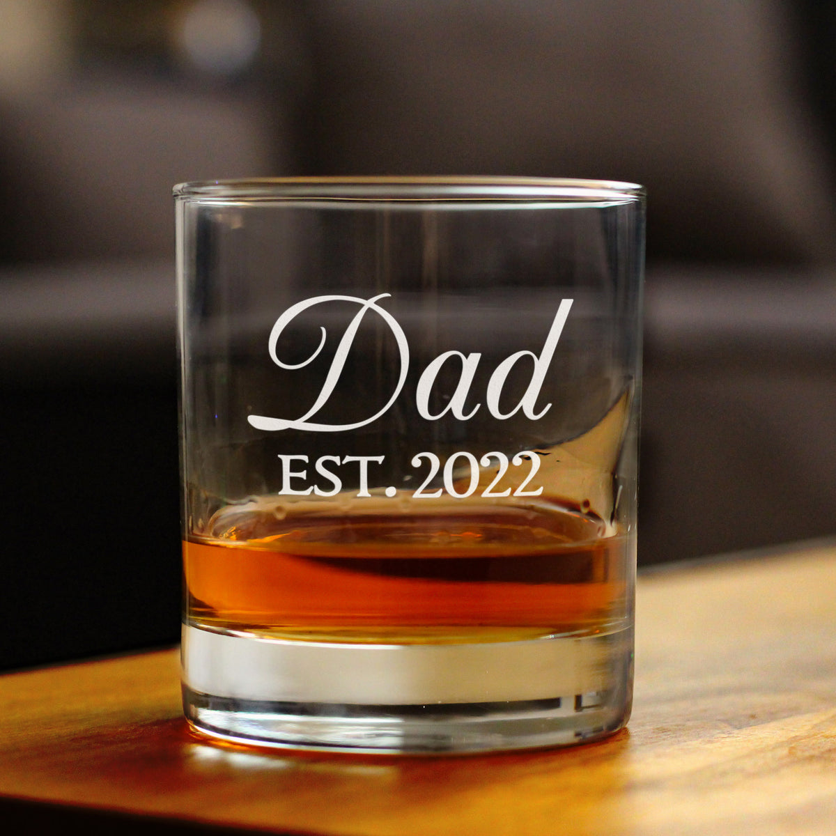 Dad Est 2022 - New Father Whiskey Rocks Glass Gift for First Time Parents - Decorative 10.25 Oz Glasses