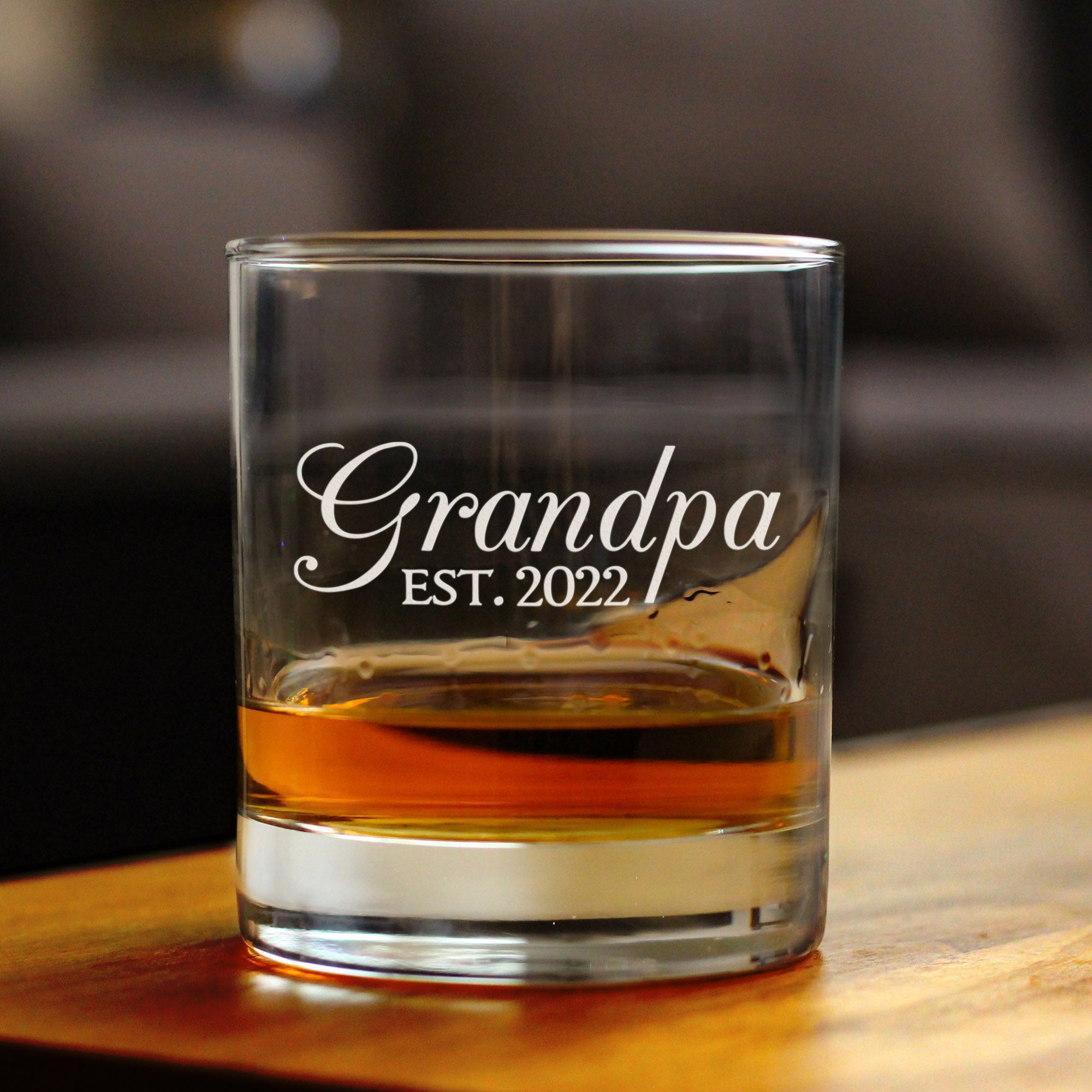 Grandpa Est 2022 - New Grandfather Whiskey Rocks Glass Gift for First Time Grandparents - Decorative 10.25 Oz Glasses