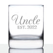 Uncle Est 2022 - Whiskey Rocks Glass Gift for First Time Uncles - Decorative 10.25 Oz Glasses