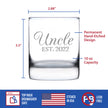 Uncle Est 2022 - Whiskey Rocks Glass Gift for First Time Uncles - Decorative 10.25 Oz Glasses